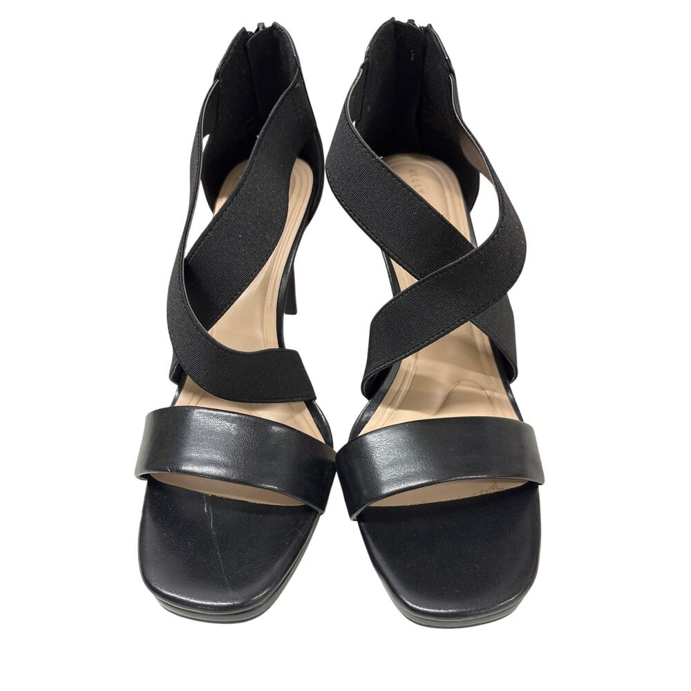 NIB Kelly & Katie 8 Cortlyn Black Leather Stiletto Heel Crisscross Strap Sandals - Picture 2 of 5